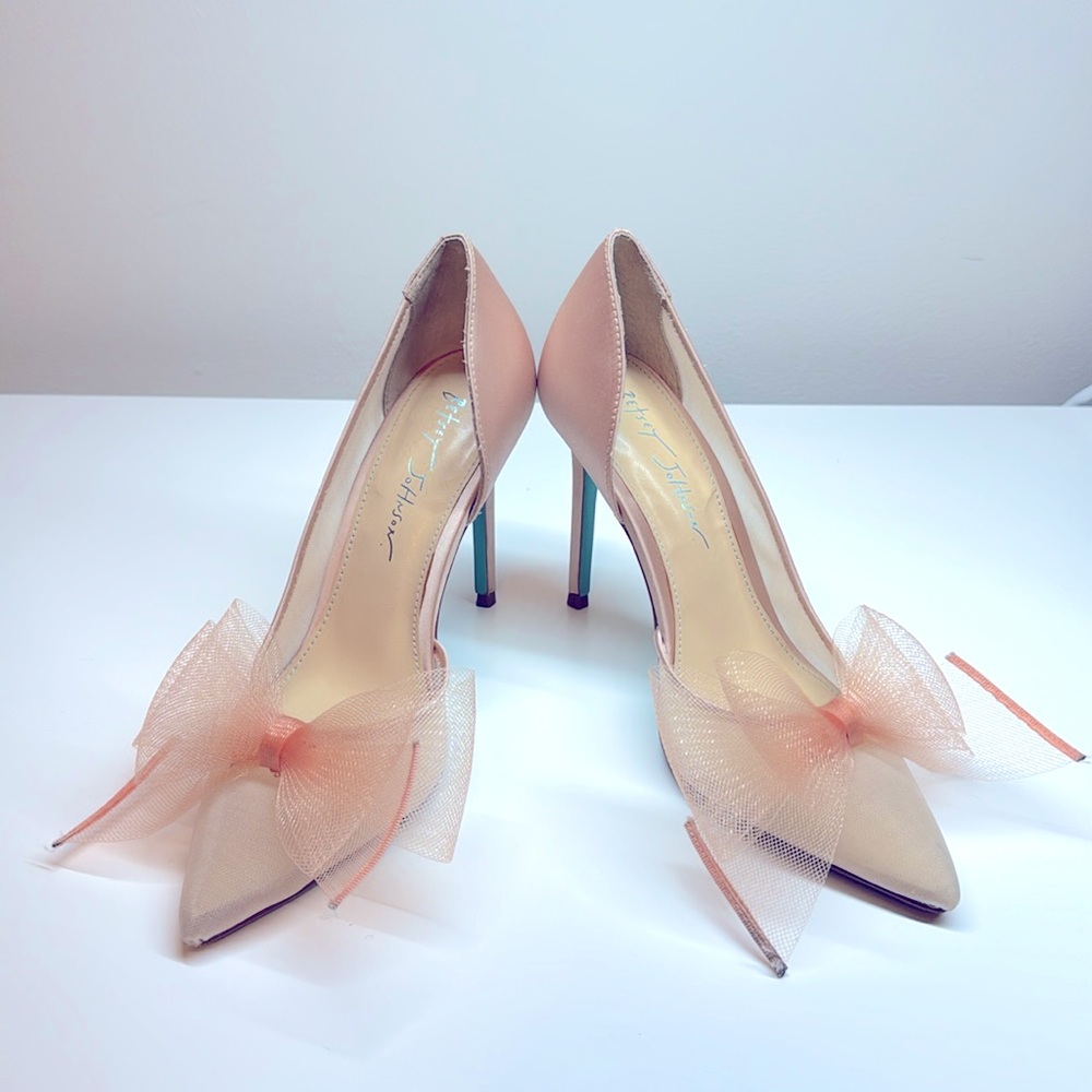 Betsy Johnson Shimmering Satin Heels with Bow detail